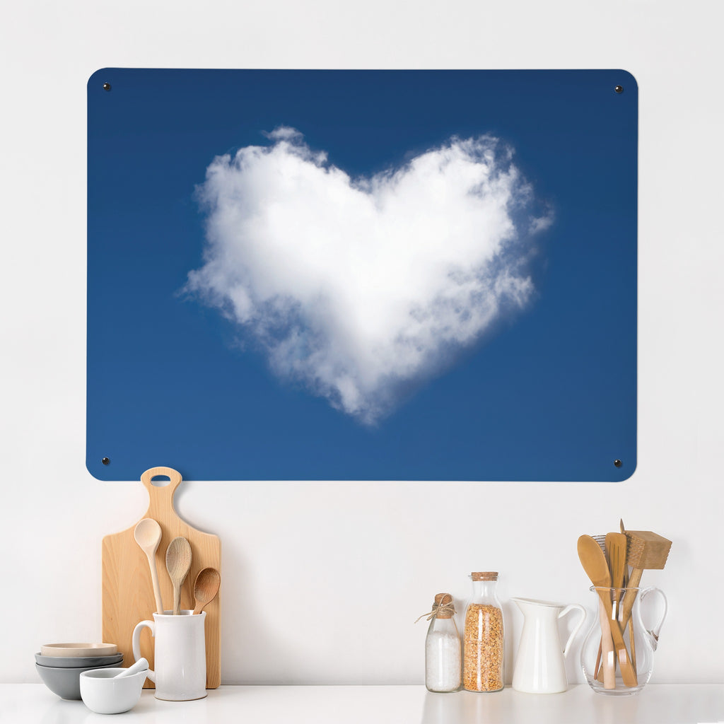 Cloud Heart magnetic notice board in Cloud Heart on a kitchen wall