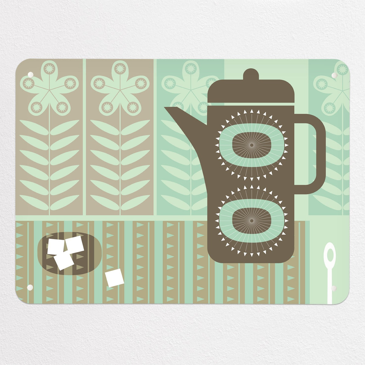 Coffee Pot magnetic notice board in Coffee Pot - Green, medium size, 75 × 55 cm