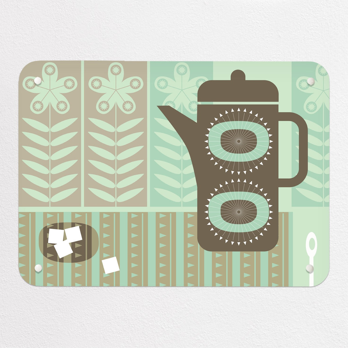Coffee Pot magnetic notice board in Coffee Pot - Green, small size, 55 × 40 cm