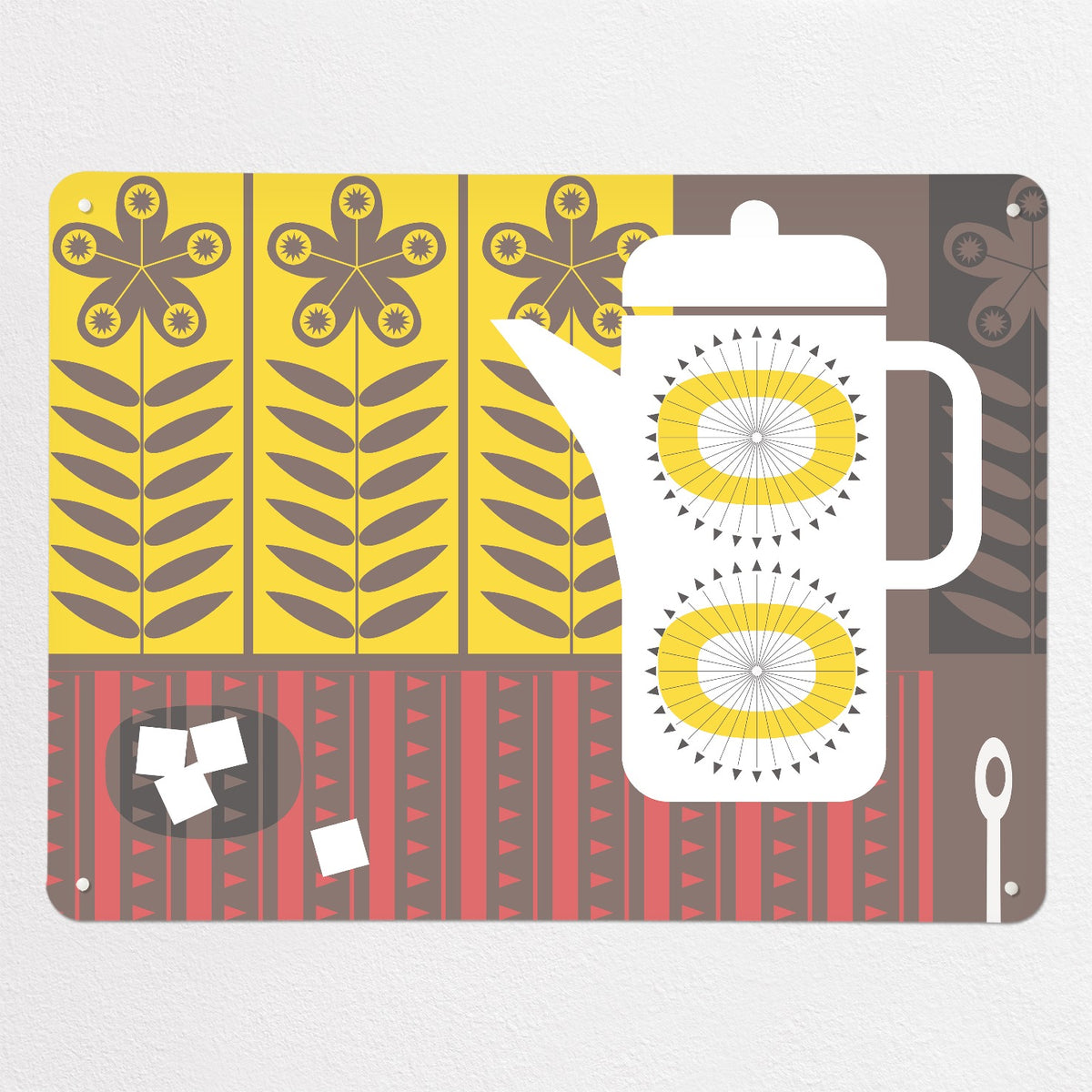 Coffee Pot magnetic notice board in Coffee Pot - White, large size, 100 × 75 cm