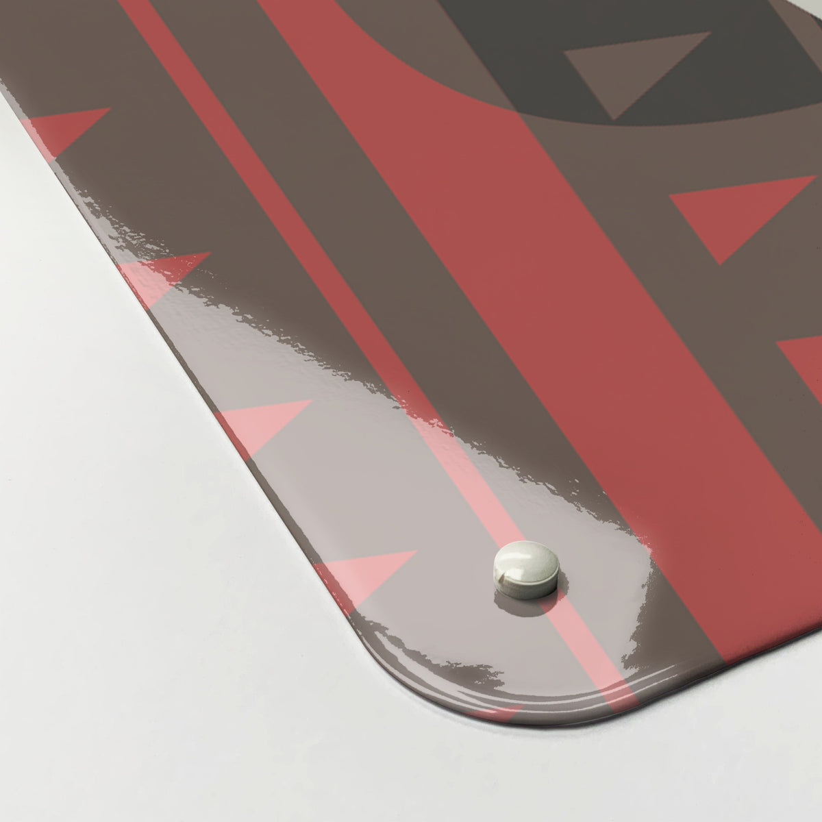 Close-up of the corner of the Coffee Pot magnetic notice board in Coffee Pot - White, showing the gloss finish and a screw cap