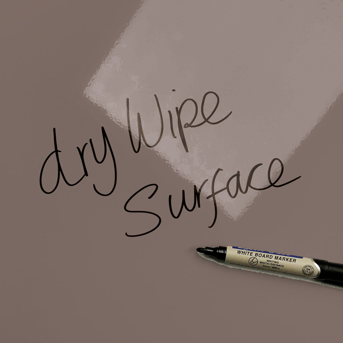 The words dry wipe surface written in marker pen on the Coffee Pot - White Coffee Pot magnetic notice board