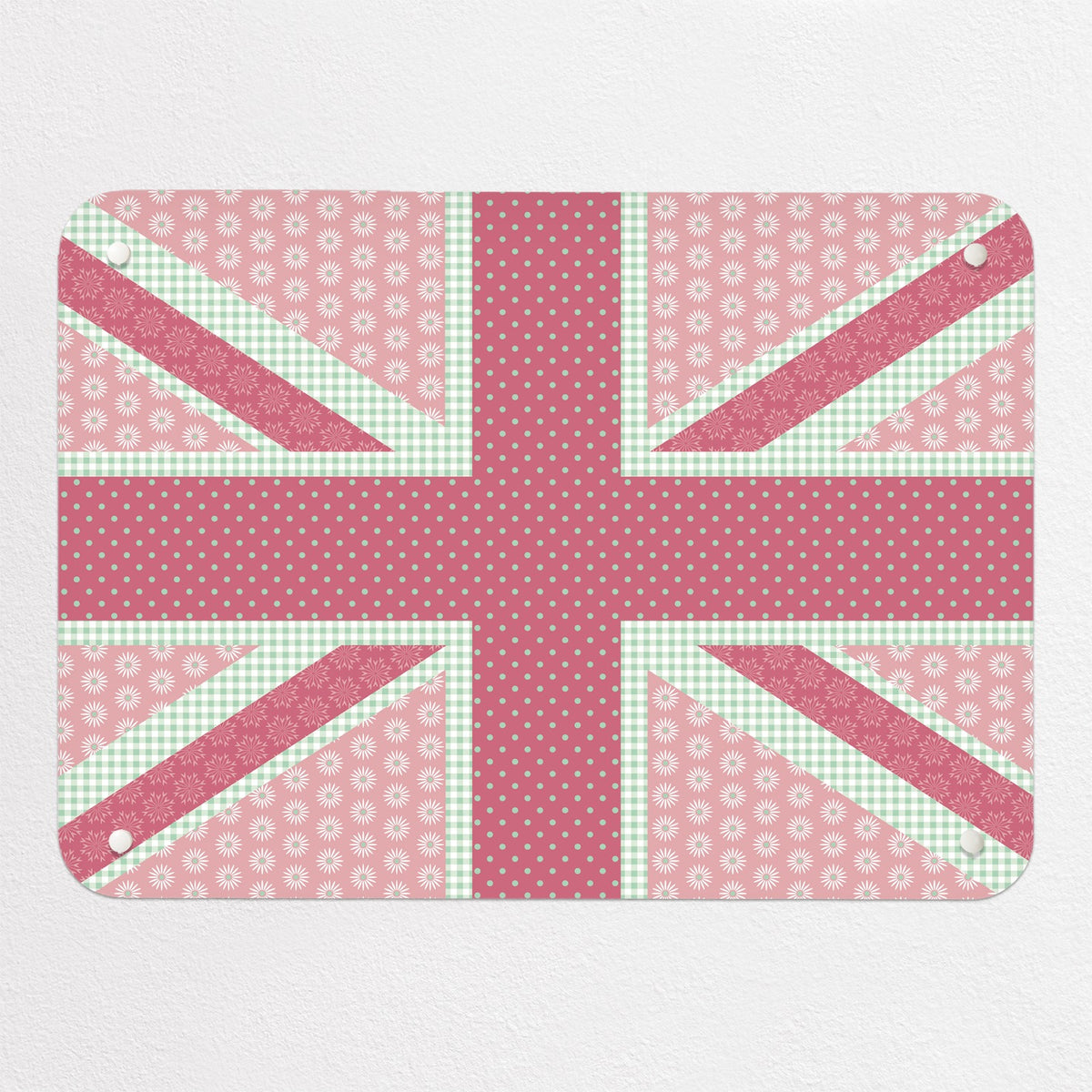 Cool Britannia magnetic notice board in Pink and Green, small size, 55 × 40 cm