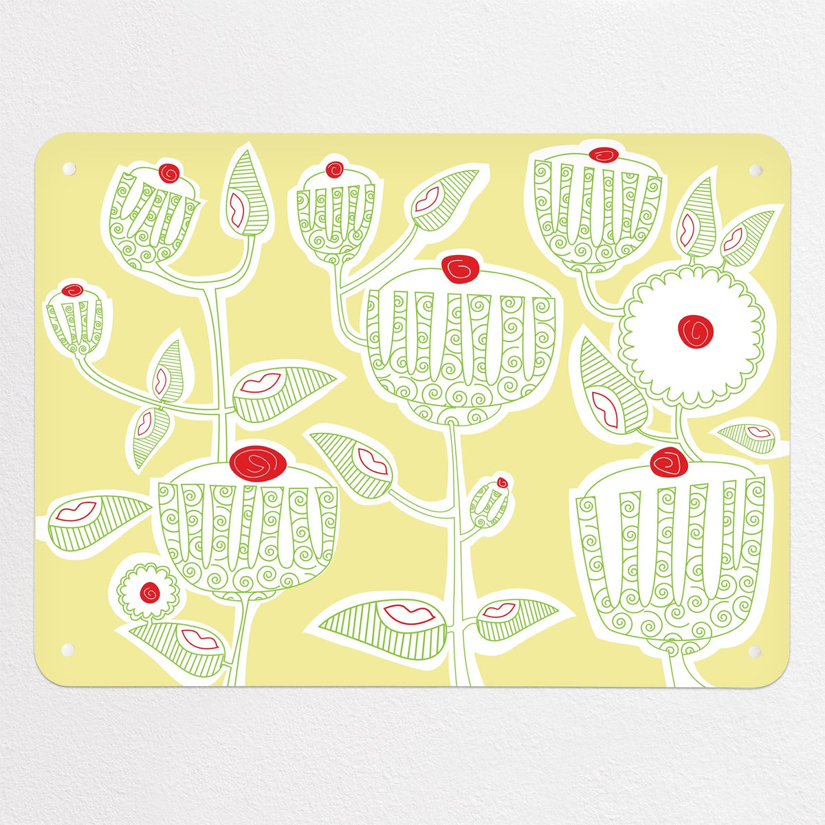 Cupcake Plant magnetic notice board in Cupcake Plant - Yellow, medium size, 75 × 55 cm