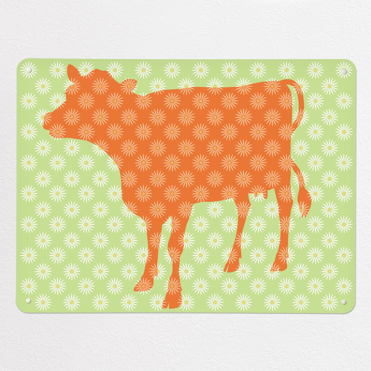Daisy The Cow magnetic notice board in Orange/Green, large size, 100 × 75 cm