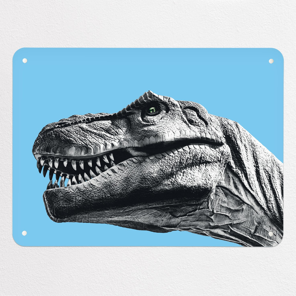 Dinosaur magnetic notice board in blue, medium size, 75 × 55 cm