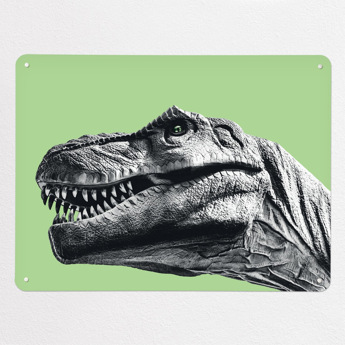 Dinosaur magnetic notice board in green, large size, 100 × 75 cm