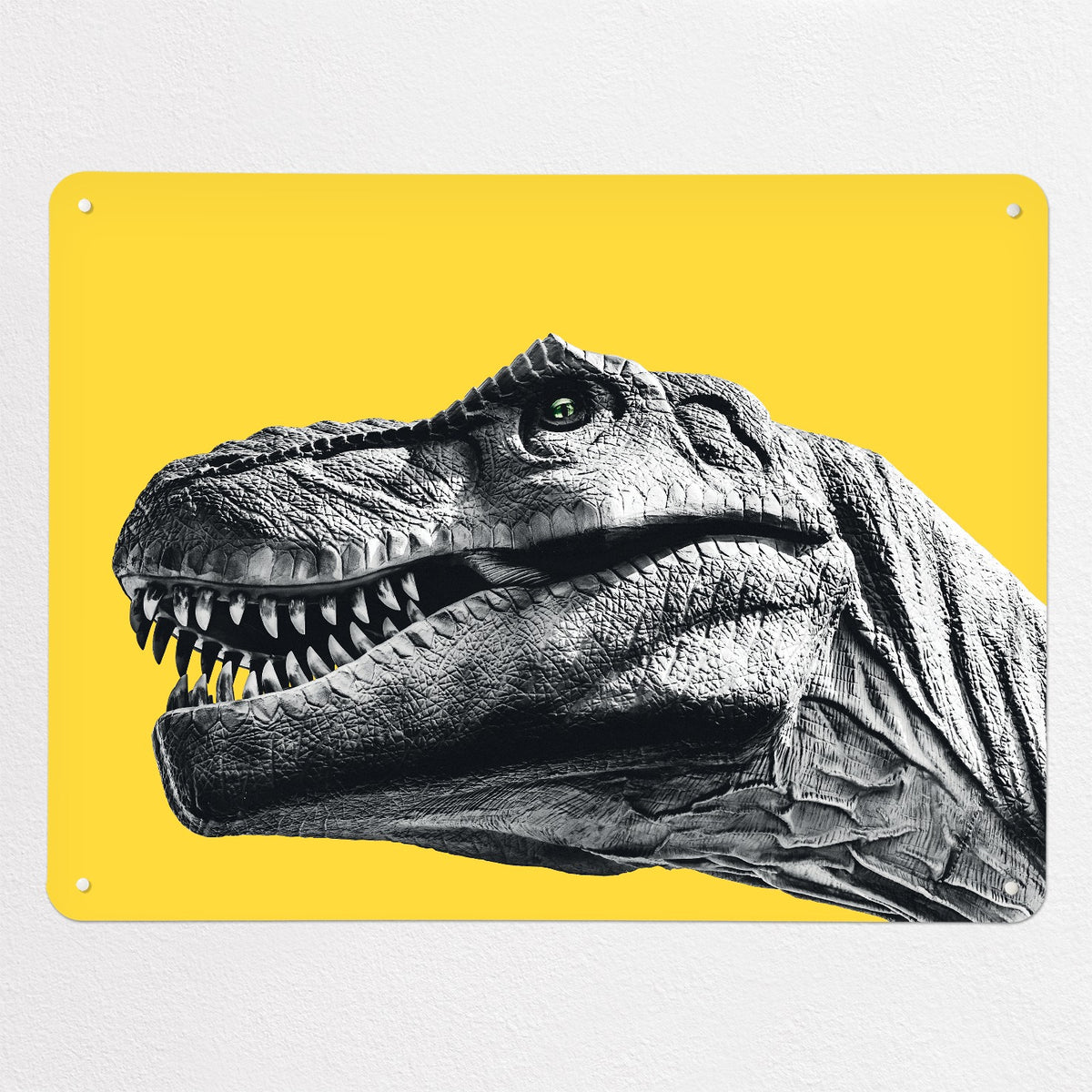 Dinosaur magnetic notice board in yellow, large size, 100 × 75 cm