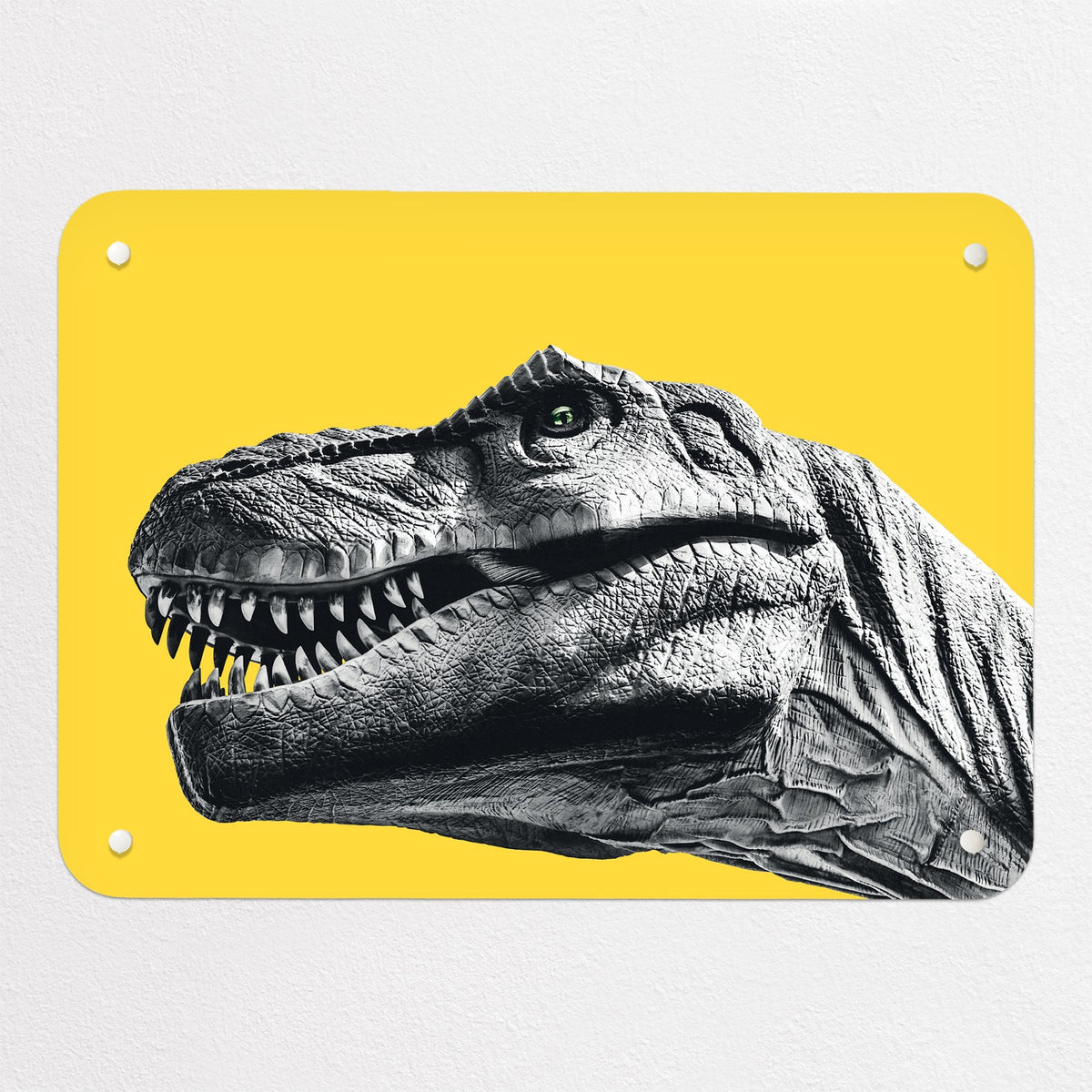 Dinosaur magnetic notice board in yellow, small size, 55 × 40 cm