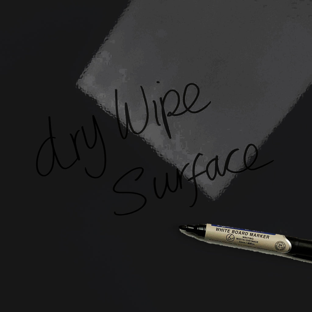 The words dry wipe surface written in marker pen on the Earth From Space magnetic notice board
