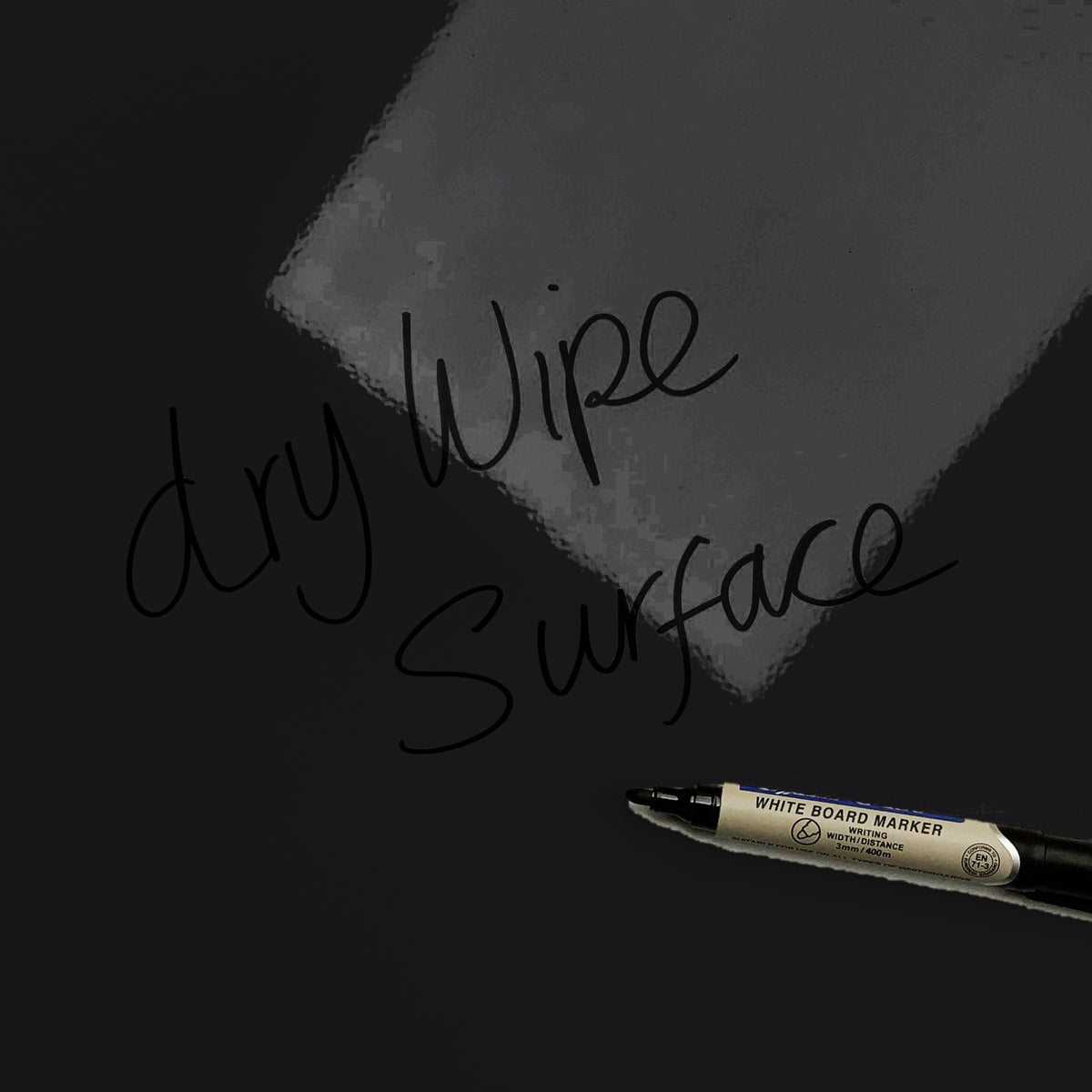 The words dry wipe surface written in marker pen on the Earth From Space magnetic notice board