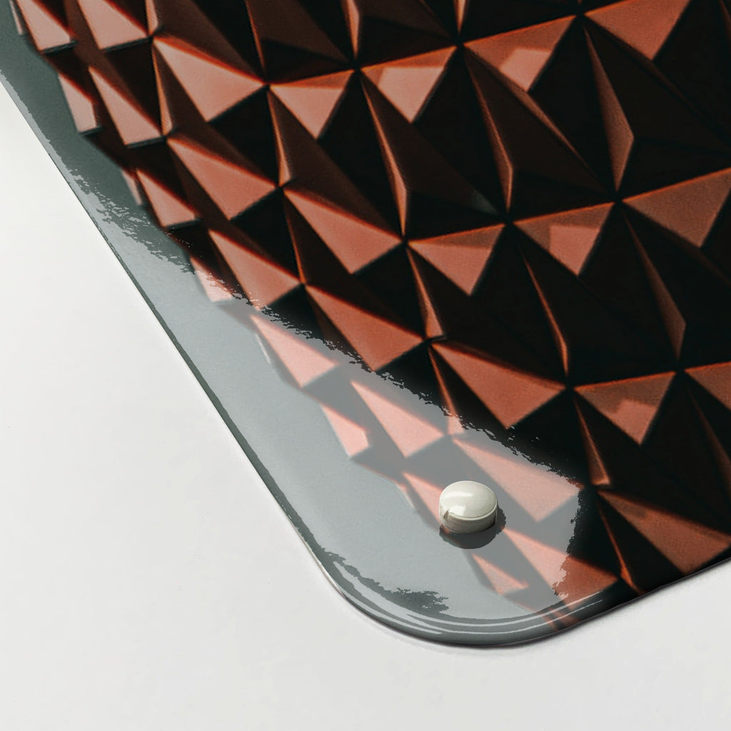 Close-up of the corner of the Epcot Center magnetic notice board, showing the gloss finish and a screw cap