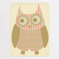 Fair Isle Owl magnetic notice board in Olive/Coral, small size, 40 × 55 cm