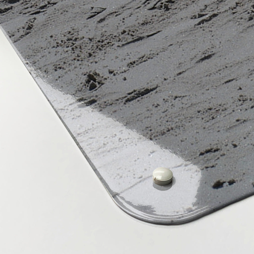 Close-up of the corner of the Fishing Tackle magnetic notice board, showing the gloss finish and a screw cap