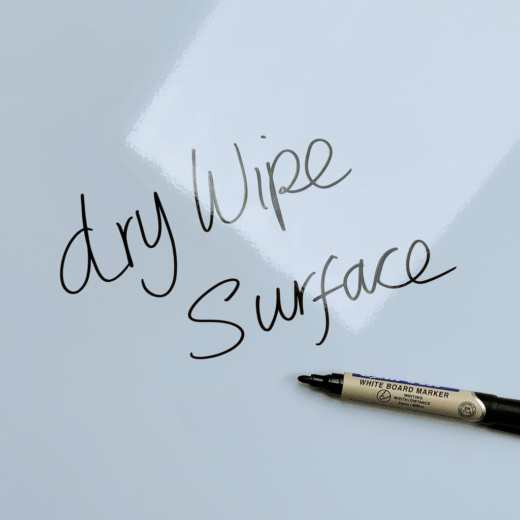 The words dry wipe surface written in marker pen on the Fishing Tackle magnetic notice board