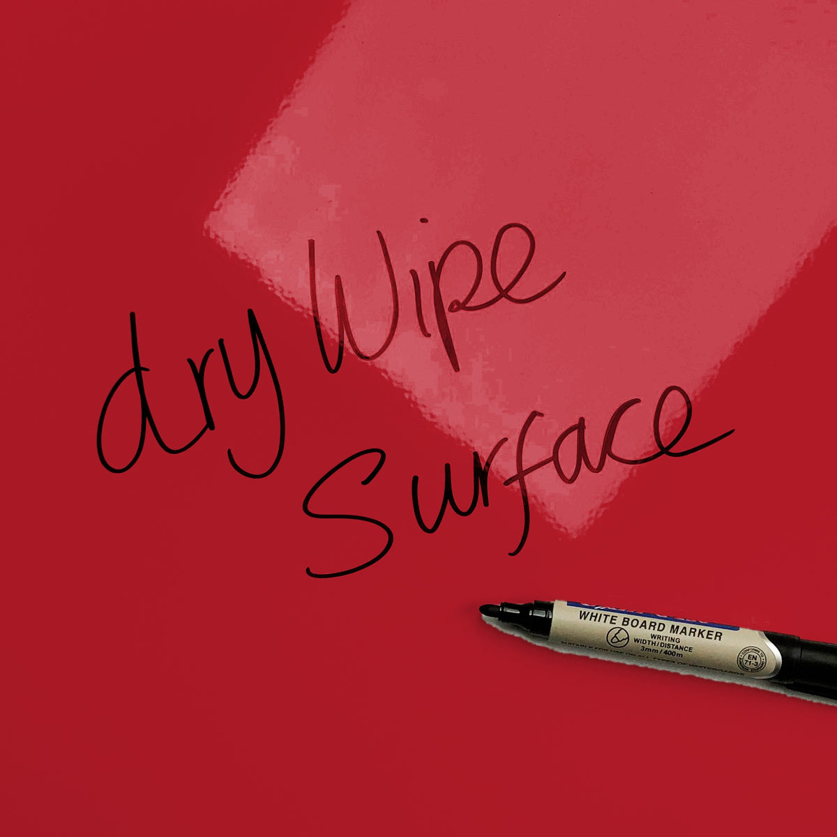 The words dry wipe surface written in marker pen on the Cherryade Fizzy Flowers magnetic notice board