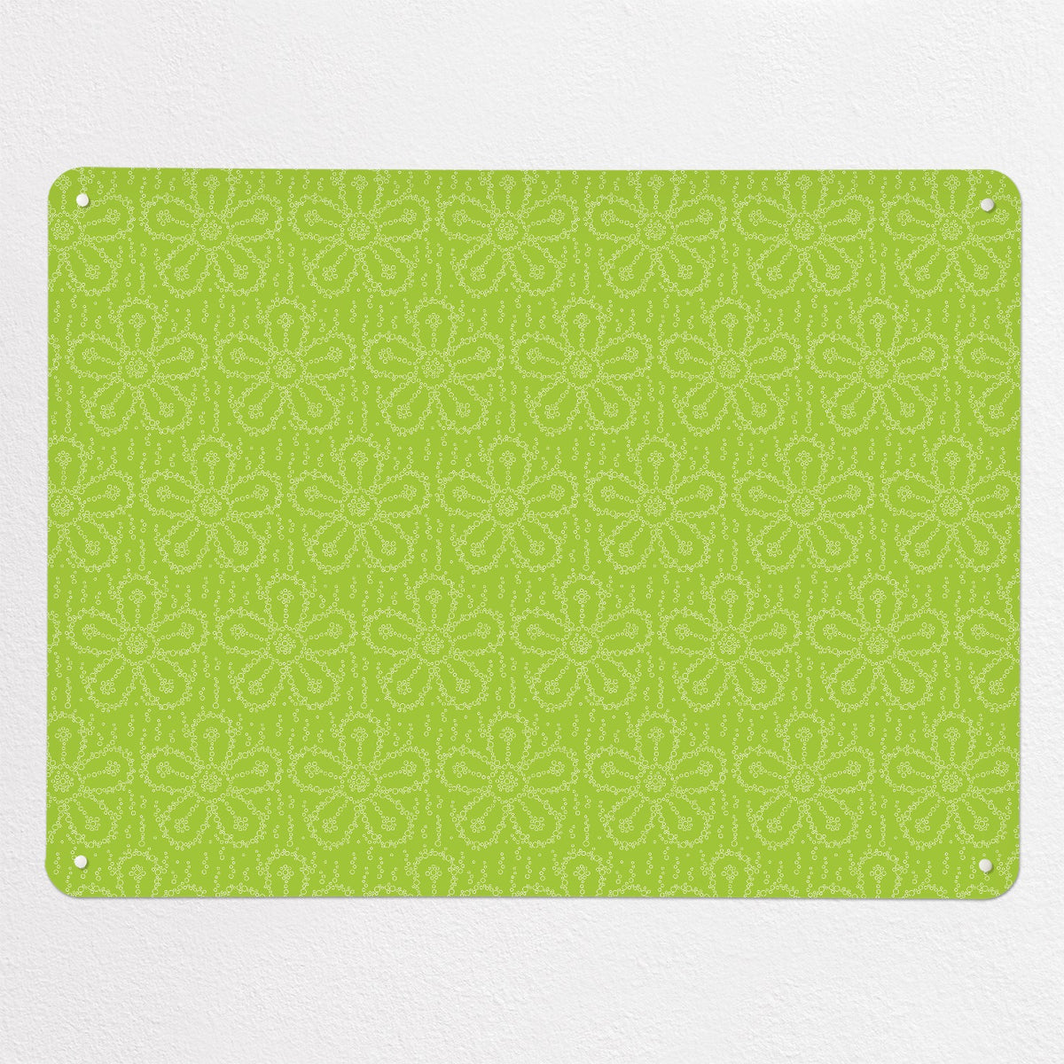 Fizzy Flowers magnetic notice board in Lime Soda, large size, 100 × 75 cm