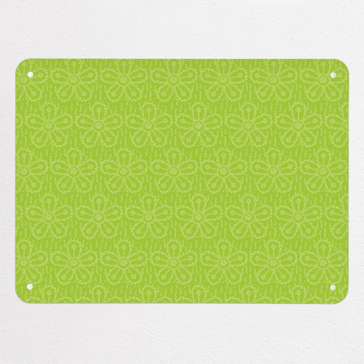 Fizzy Flowers magnetic notice board in Lime Soda, medium size, 75 × 55 cm