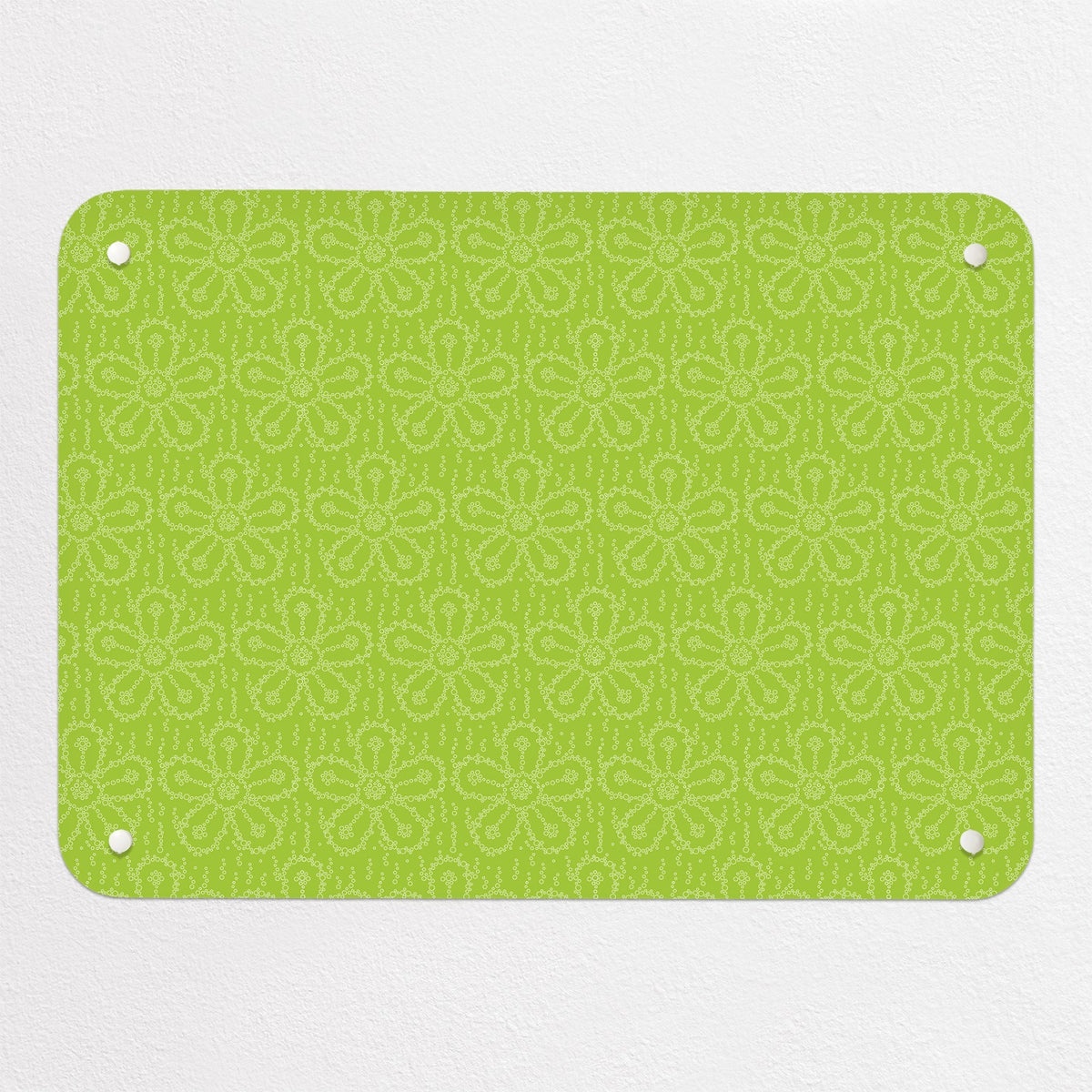 Fizzy Flowers magnetic notice board in Lime Soda, small size, 55 × 40 cm