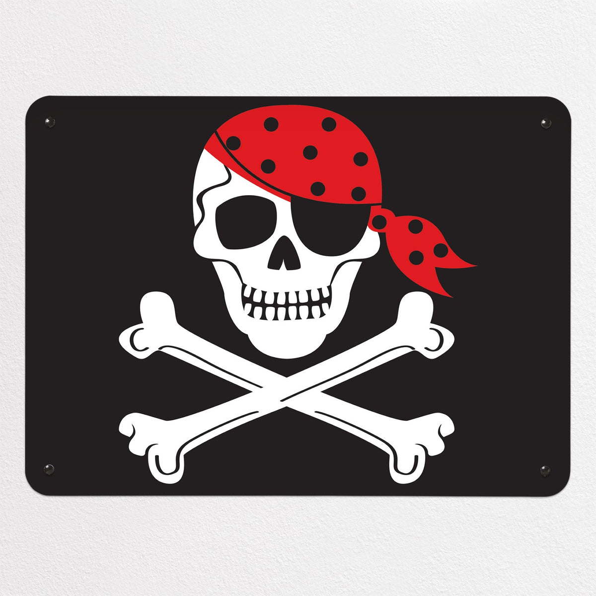 Flags magnetic notice board in Pirate Flag - Jolly Roger, medium size, 75 × 55 cm