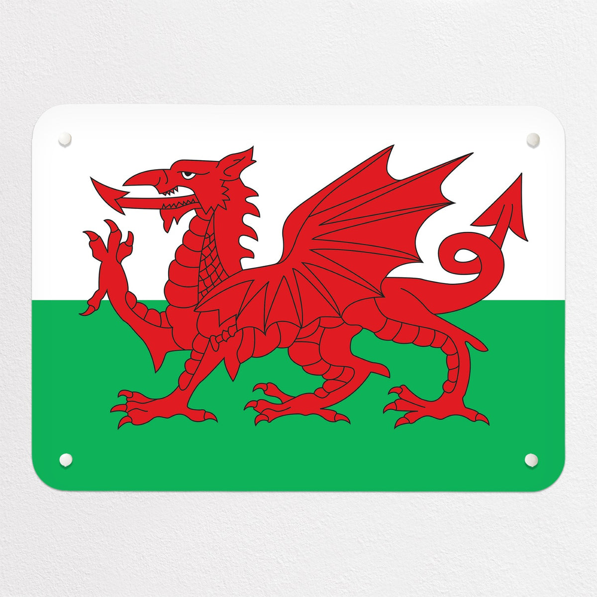Flags magnetic notice board in Welsh Flag, small size, 55 × 40 cm