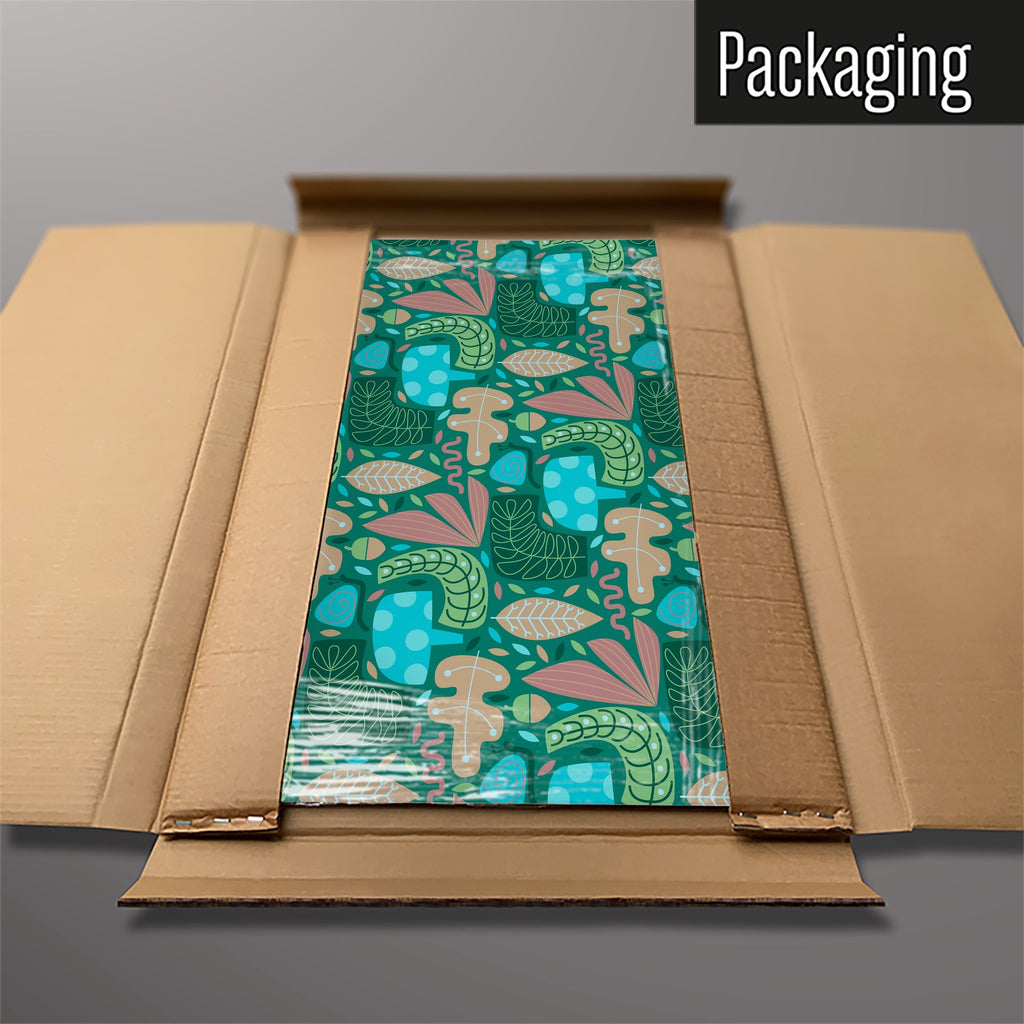 The Forest Floor magnetic notice board packed flat in its cardboard box