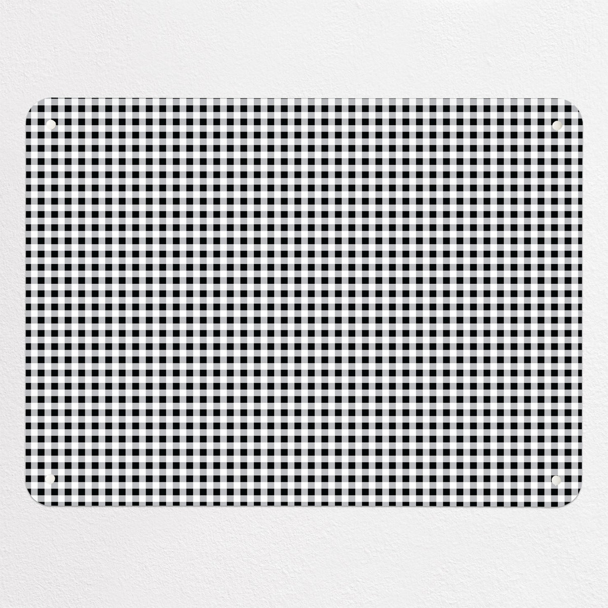 Gingham magnetic notice board in Black & White, medium size, 75 × 55 cm