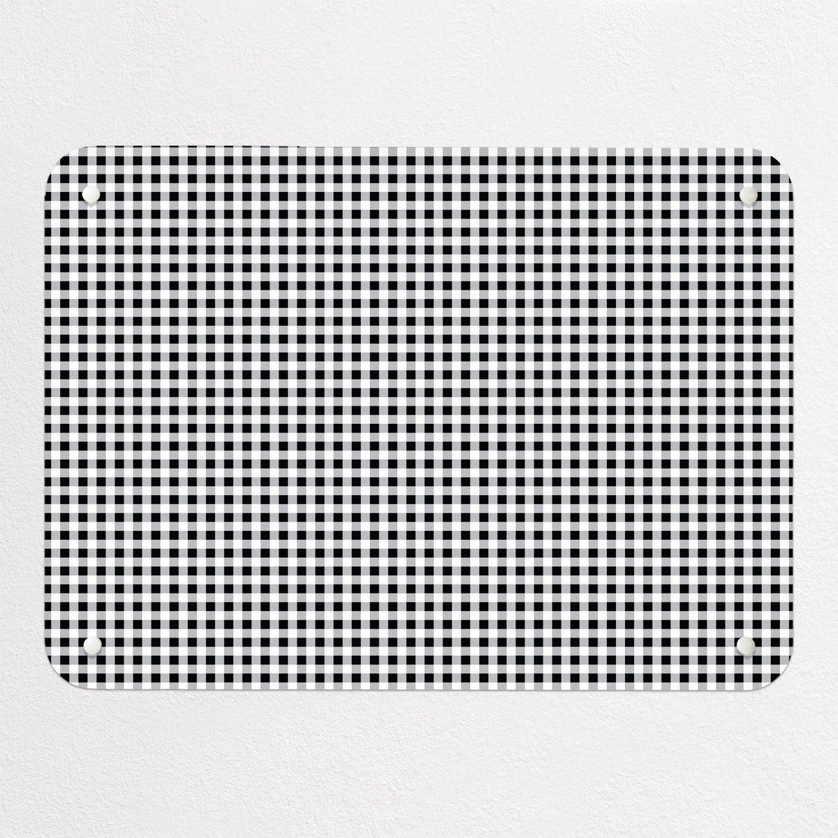 Gingham magnetic notice board in Black & White, small size, 55 × 40 cm