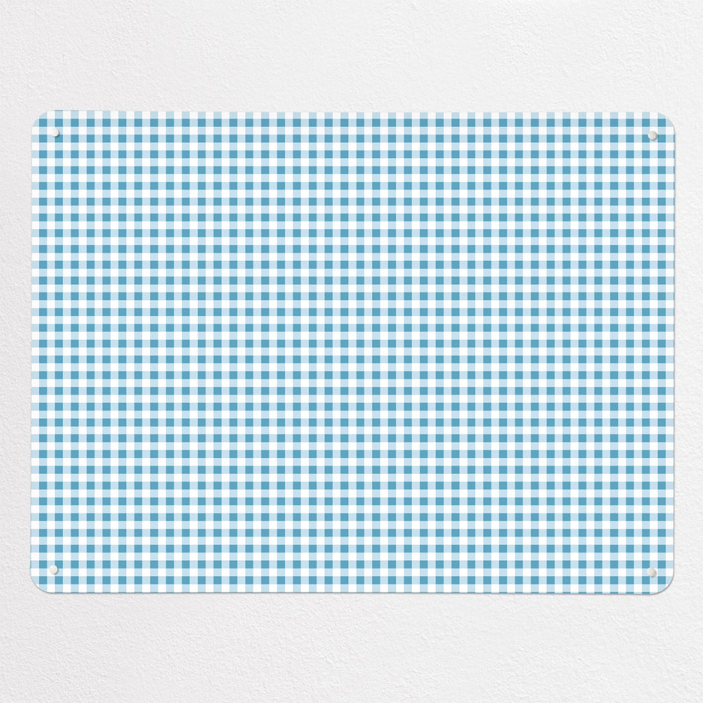 Gingham magnetic notice board in Blue, large size, 100 × 75 cm