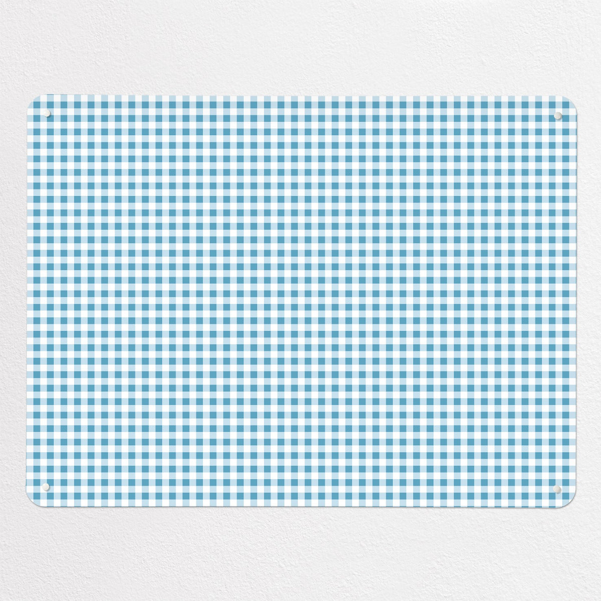 Gingham magnetic notice board in Blue, large size, 100 × 75 cm