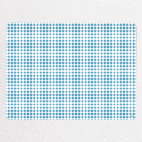 Gingham magnetic notice board in Blue, large size, 100 × 75 cm