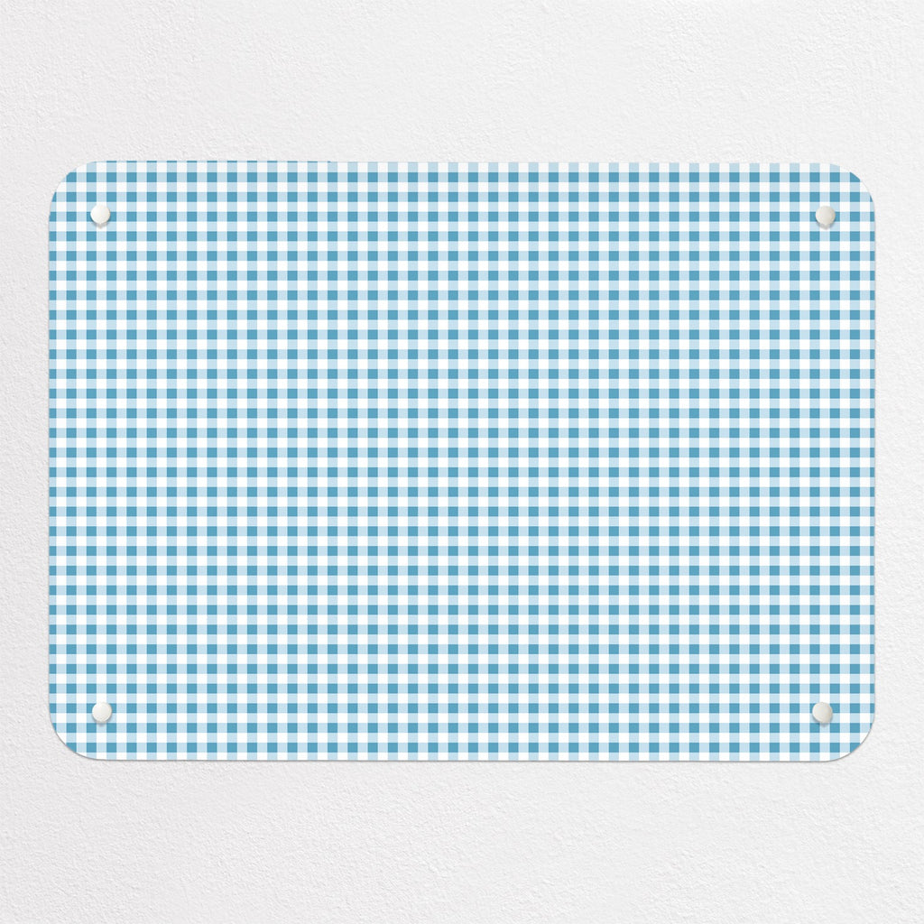 Gingham magnetic notice board in Blue, small size, 55 × 40 cm