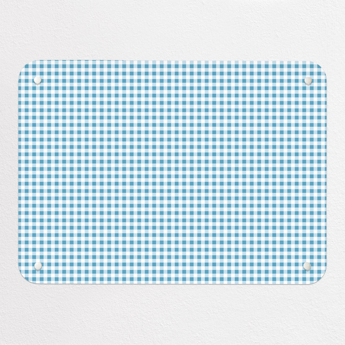 Gingham magnetic notice board in Blue, small size, 55 × 40 cm