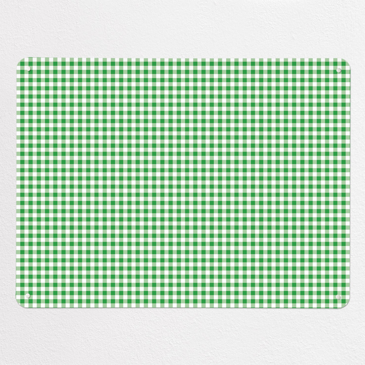 Gingham magnetic notice board in Green, large size, 100 × 75 cm