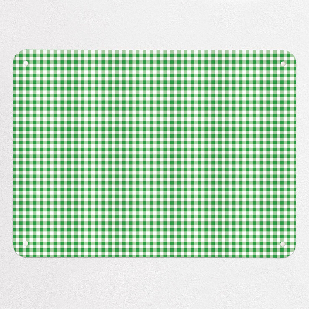 Gingham magnetic notice board in Green, medium size, 75 × 55 cm