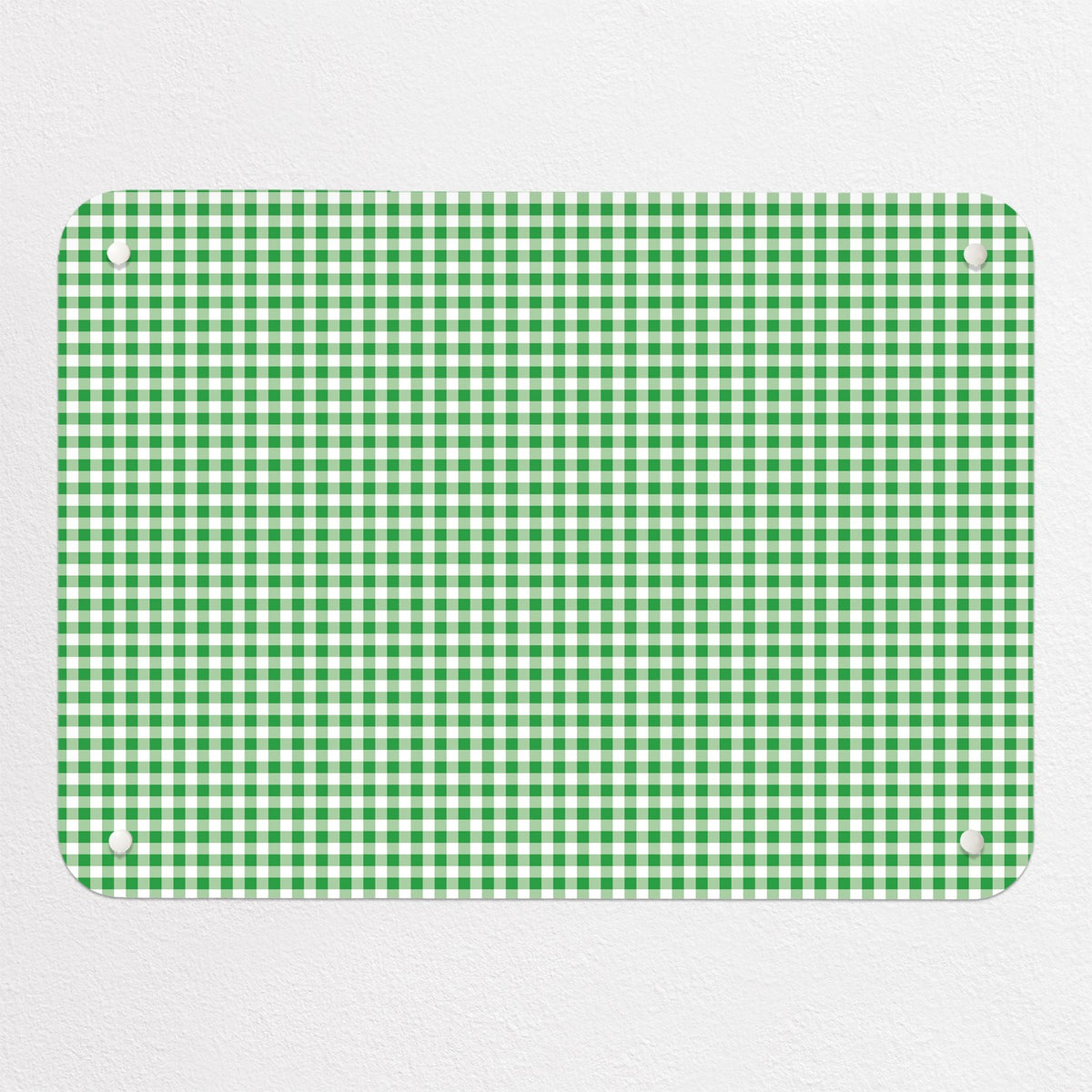 Gingham magnetic notice board in Green, small size, 55 × 40 cm
