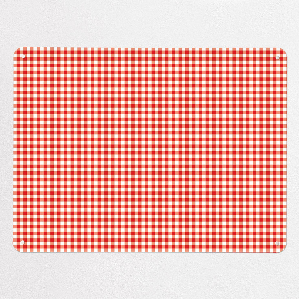 Gingham magnetic notice board in Red, large size, 100 × 75 cm