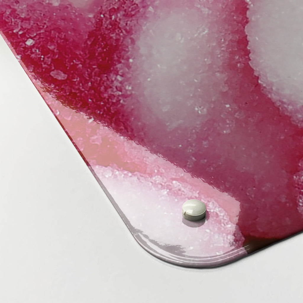 Close-up of the corner of the Heart Sweets magnetic notice board in Heart Sweets, showing the gloss finish and a screw cap