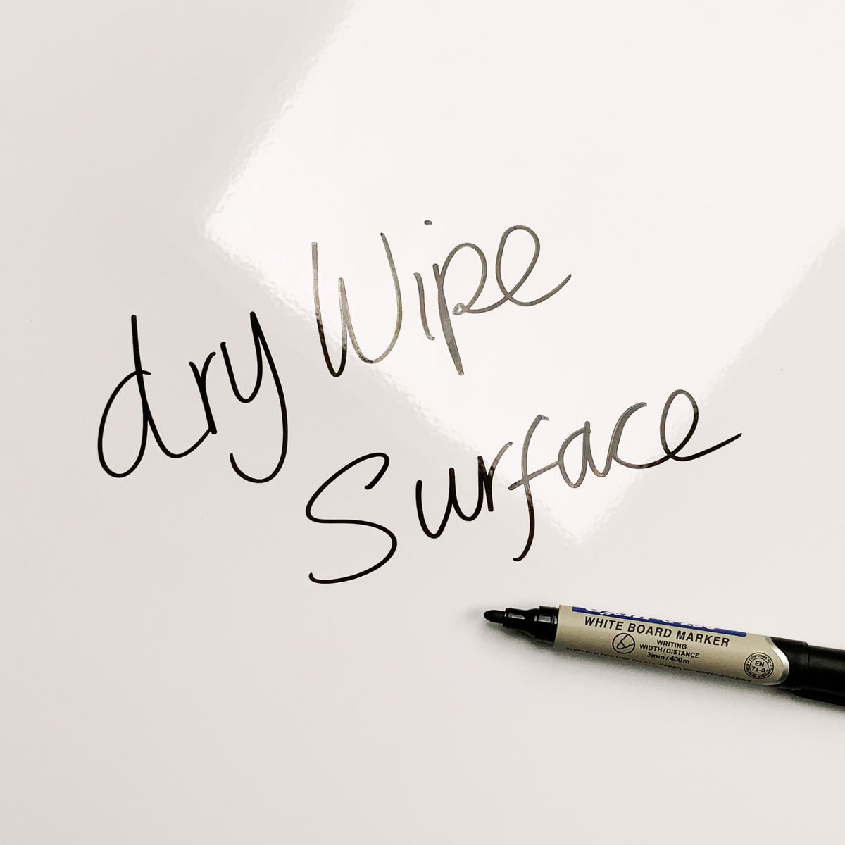 The words dry wipe surface written in marker pen on the Heart Sweets Heart Sweets magnetic notice board