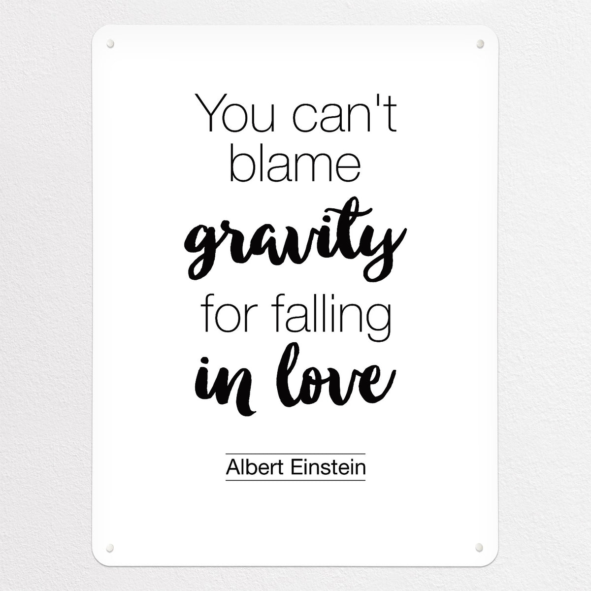 Inspirational Quote Albert Einstein magnetic notice board in White, large size, 75 × 100 cm
