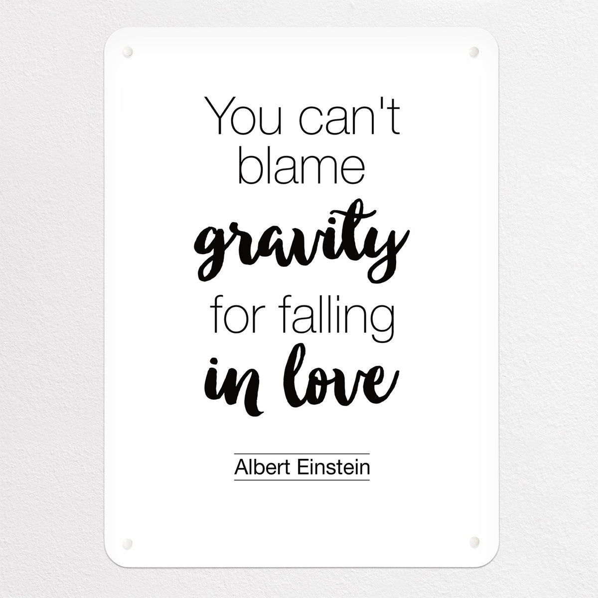 Inspirational Quote Albert Einstein magnetic notice board in White, medium size, 55 × 75 cm