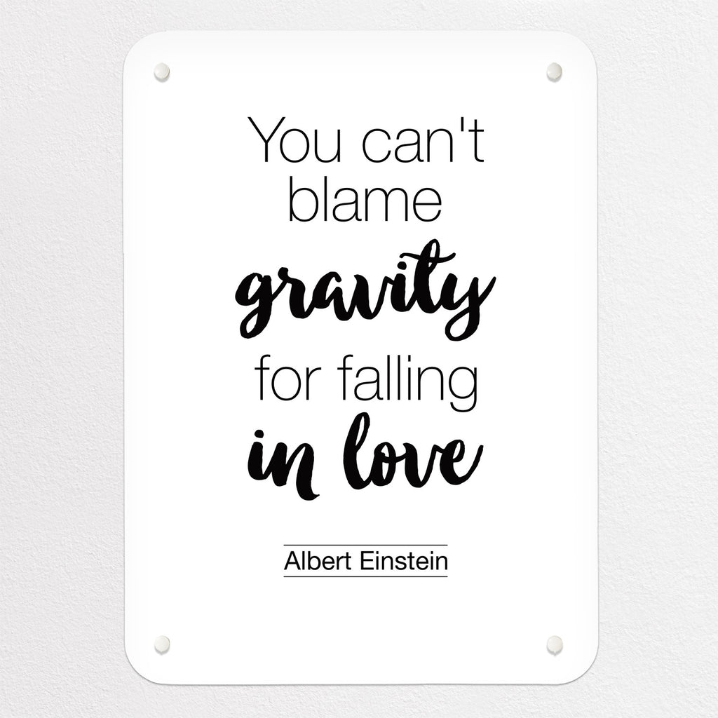 Inspirational Quote Albert Einstein magnetic notice board in White, small size, 40 × 55 cm