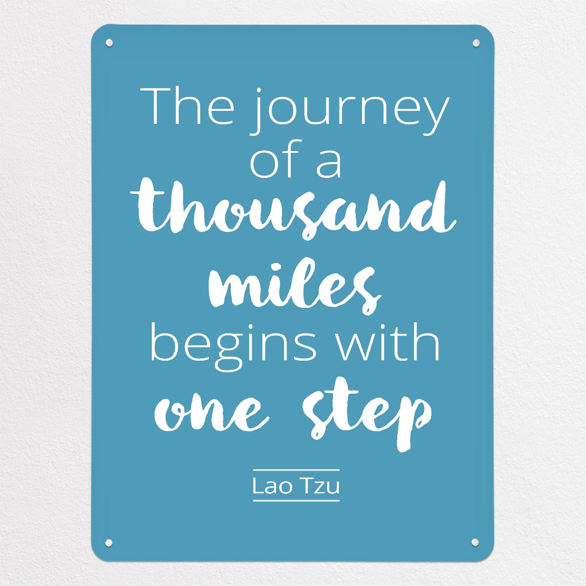 Inspirational Quote Lao Tzu magnetic notice board in Blue, large size, 75 × 100 cm