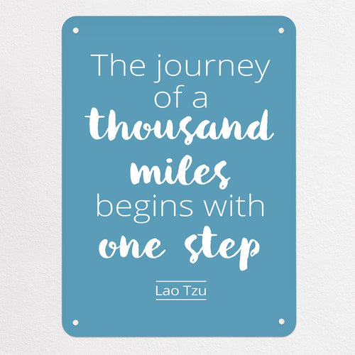 Inspirational Quote Lao Tzu magnetic notice board in Blue, medium size, 55 × 75 cm