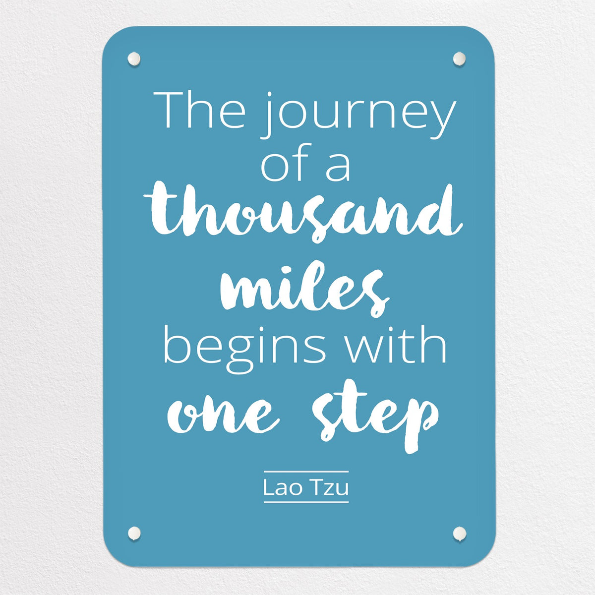 Inspirational Quote Lao Tzu magnetic notice board in Blue, small size, 40 × 55 cm
