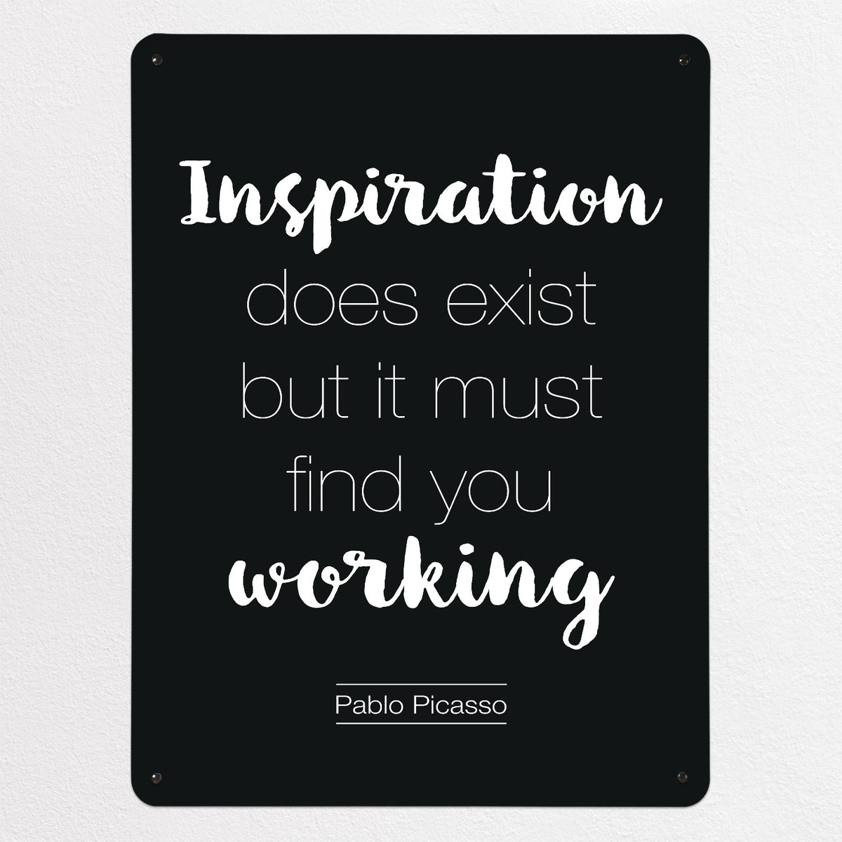 Inspirational Quote Pablo Picasso magnetic notice board in Dark Blue, large size, 75 × 100 cm