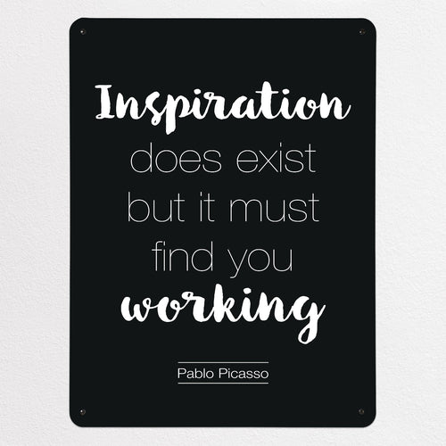 Inspirational Quote Pablo Picasso magnetic notice board in Dark Blue, large size, 75 × 100 cm