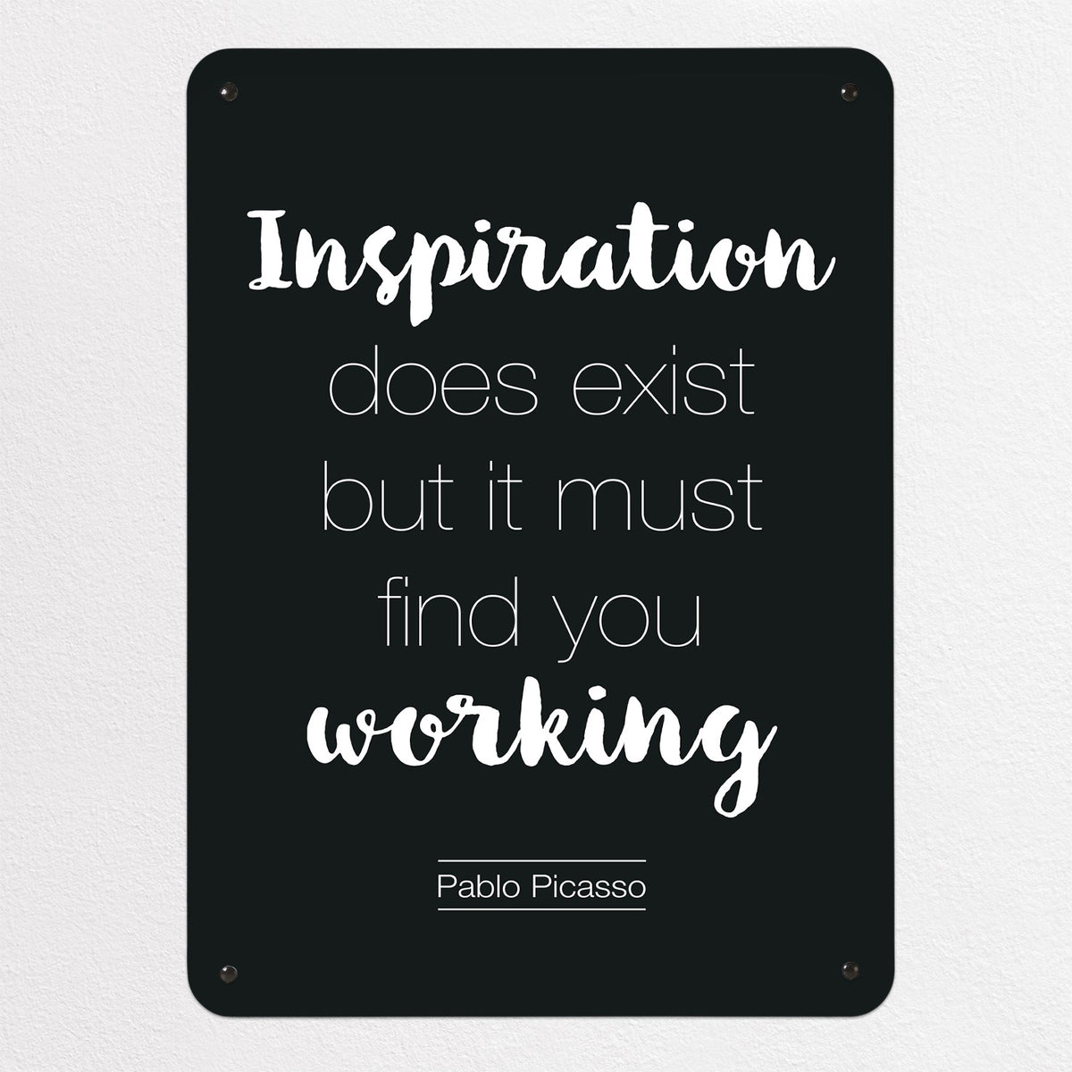 Inspirational Quote Pablo Picasso magnetic notice board in Dark Blue, medium size, 55 × 75 cm