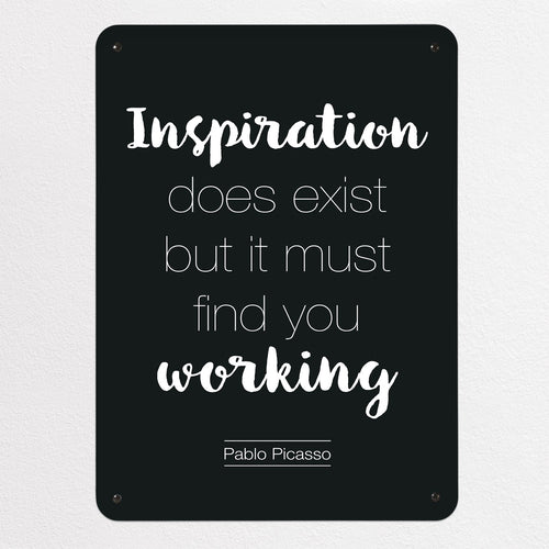 Inspirational Quote Pablo Picasso magnetic notice board in Dark Blue, medium size, 55 × 75 cm