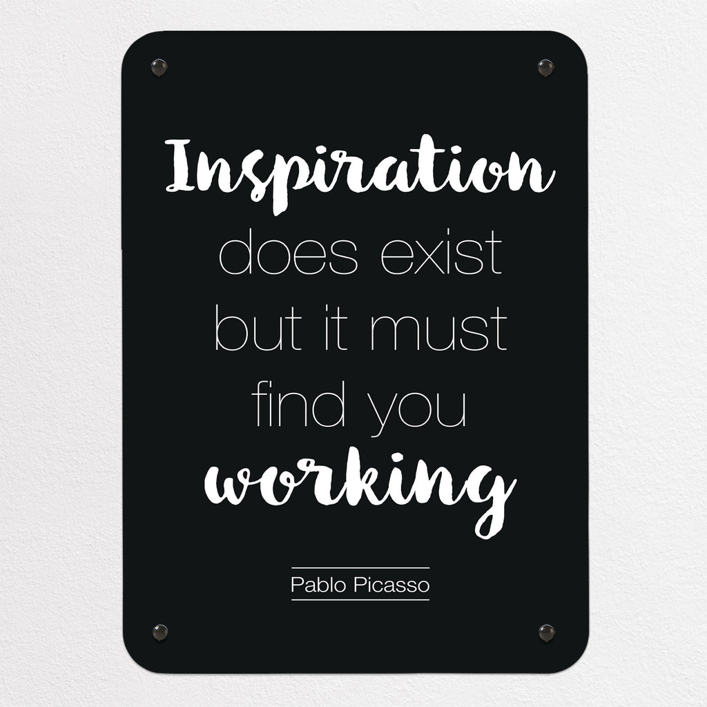 Inspirational Quote Pablo Picasso magnetic notice board in Dark Blue, small size, 40 × 55 cm